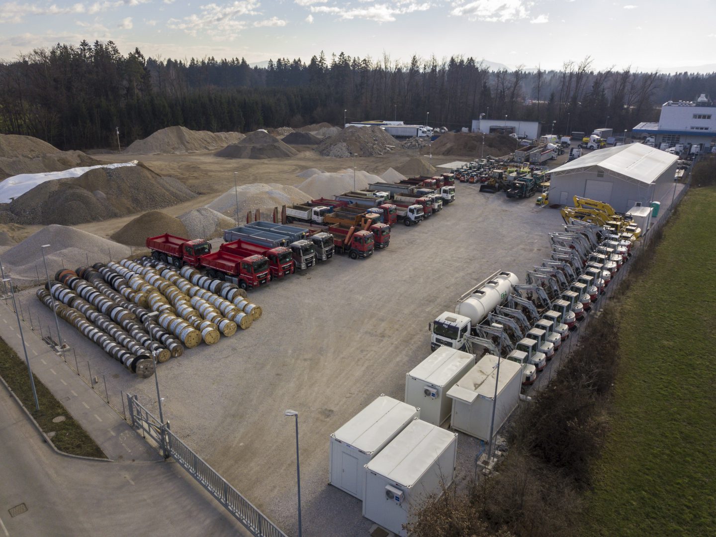 Aerial view of construction site